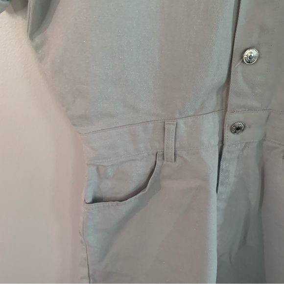 Zara Shimmery Metallic Gray Denim Jumpsuit Romper Size Medium - Picture 10 of 14